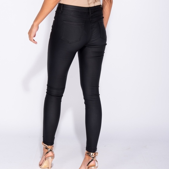 Estelle Black Coated Mid Rise Skinny Jeans - Picture 4 of 8